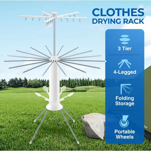 Clothes Drying Rack Garment Airer Laundry Horse 3 Tier Stand Shoes Hanger Rod Ra