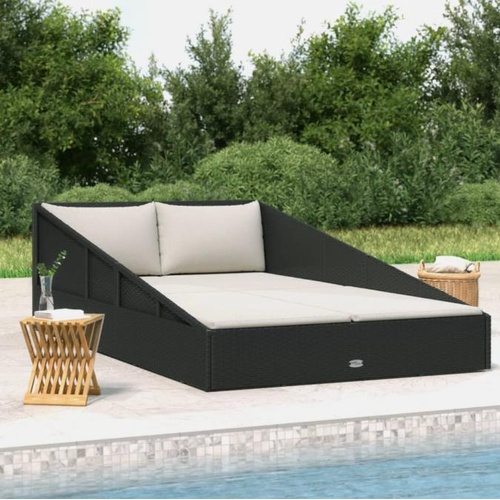 Outdoor Day Bed Sun Lounger Wicker Lounger Furniture Black Poly Rattan vidaXL
