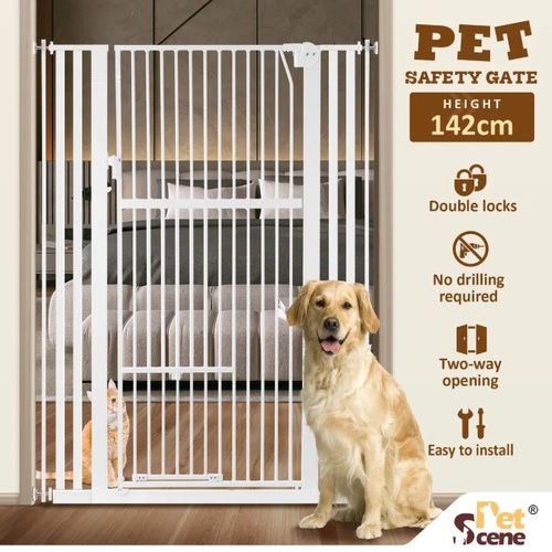 Safety Gate Pet Dog Cat Security Extra Tall Retractable Fence Enclosure Guard Ki