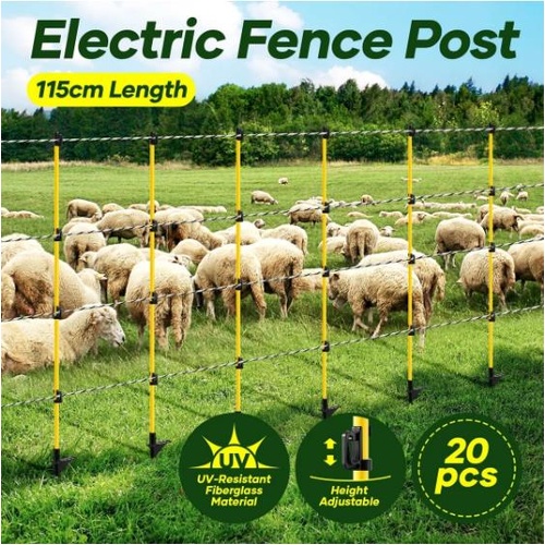 Maxkon Electric Fence Post 20pcs Tread Step In Wire Farm Insulators Poles Graze