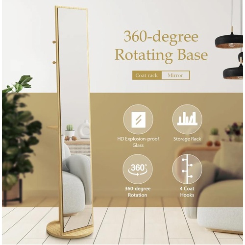 Full Length Body Mirror Large Long Tall Floor Standing Rotating with Storage