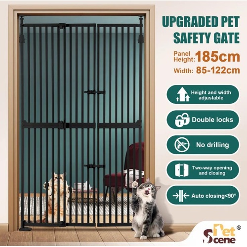 Retractable Safety Gate Pet Dog Cat Extra Tall Fence Enclosure Guard for Stairs