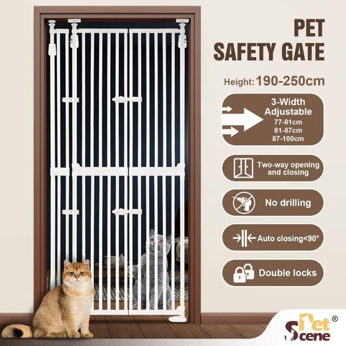Retractable Safety Gate Pet Dog Cat Extra Tall Fence Enclosure Guard for Stairs