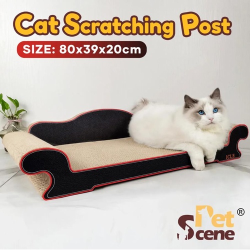 Cat Scratching Post Pet Bed Scratcher Toy Corrugated Cardboard 80 x 39 x 20cm