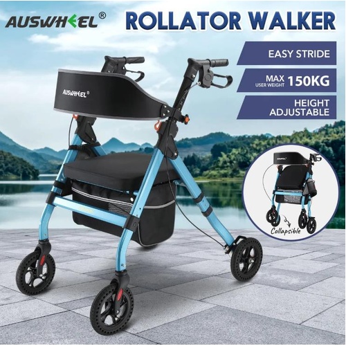 4 Wheel Rollator Walker Aluminum with Seat for Seniors Lightweight Rolling Walki
