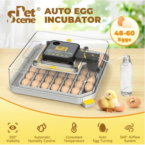 Automatic Egg Incubator 48-60 Chicken Eggs Hatcher Turning Stop Humidity Control