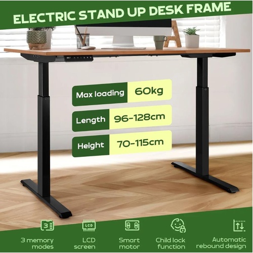 Stand Up Desk Frame Electric Sit and Standup Table Base Legs Heavy Duty Black