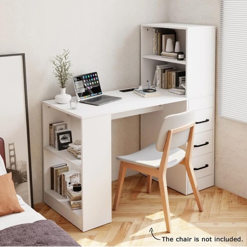 Computer Desk Bookcase 3in1 Study Writing Laptop Table Shelving Bookshelf Drawer