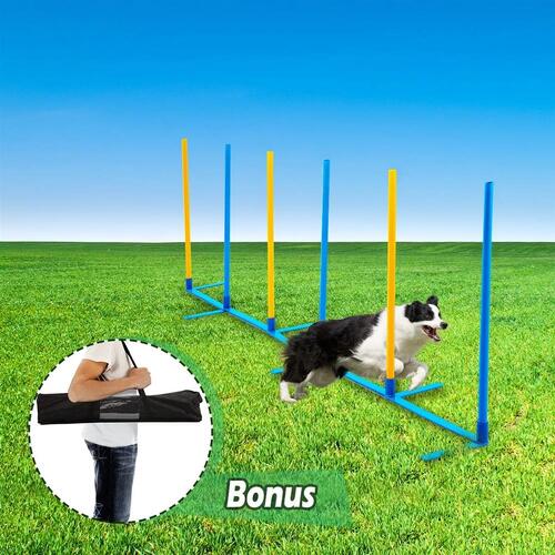 Portable Dog Training Practice EVA Weave Poles Agility Post Set 50cm Gapping