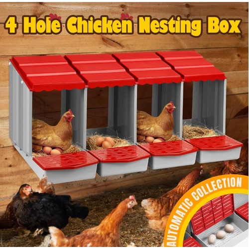 Chicken Nesting Box 4 Hole Chook Hen Poultry Roll Away Laying Modular House Coop