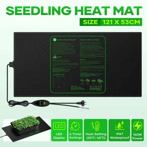 Seedling Heat Mat Map 160W Temperature Plant Starter Heating Thermostat 121x53cm