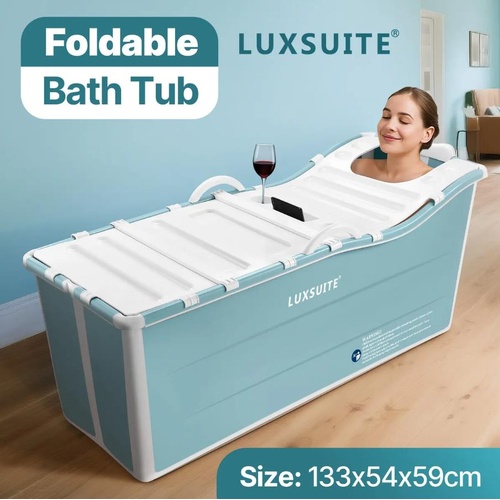 RETURNs Large Bath Tub Soaking Water Bathtub Spa Shower Foldable Portable 133x54x59cm