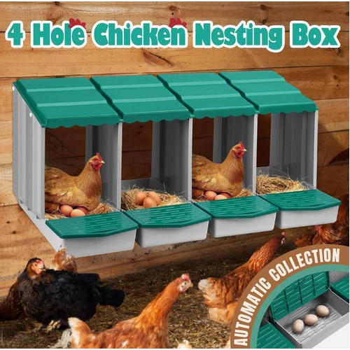 4 Hole Chicken Nesting Box Chook Hen Roll Away Egg Lay Nest Poultry Hutch Coop