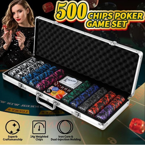 Multi Chip Poker Set Game Play Casino Size Dice Gamble Aluminium Carry Case