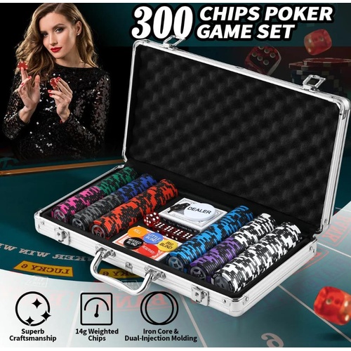 Multi Chip Poker Set Game Play Casino Size Dice Gamble Aluminium Carry Case