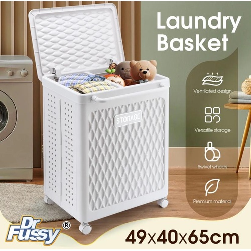 Folding Laundry Basket Hamper Washing Dirty Clothes Storage Organiser Bin Wheels
