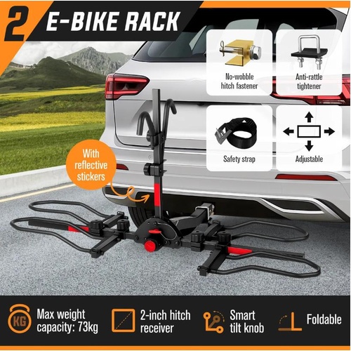 2 Ebike Rack Car Electric Bicycle Carrier Hitch Rear Mount Platform Bike Storage