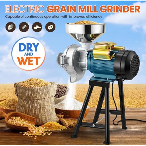 3000W Electric Grain Mill Grinder Machine Dry Wet Corn Rice Wheat Feed Flour Nut