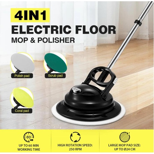 Floor Spin Mop Cleaner 4In1 Electric Cordless Scrubber Polisher Washer Hard Wood