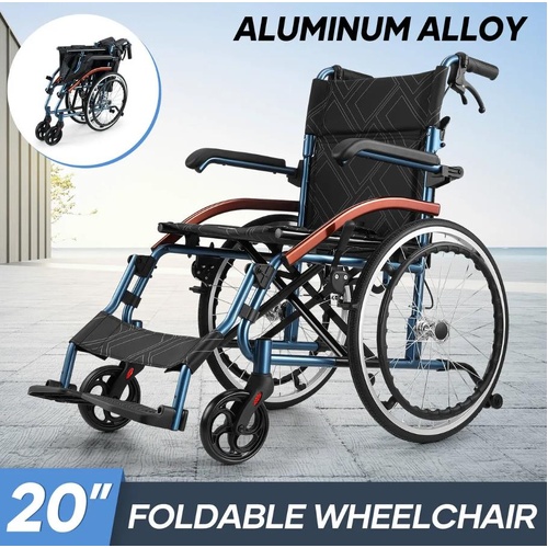 Auswheel Folding Wheelchair Mobility Disability Aid Travel Lightweight 20Inch