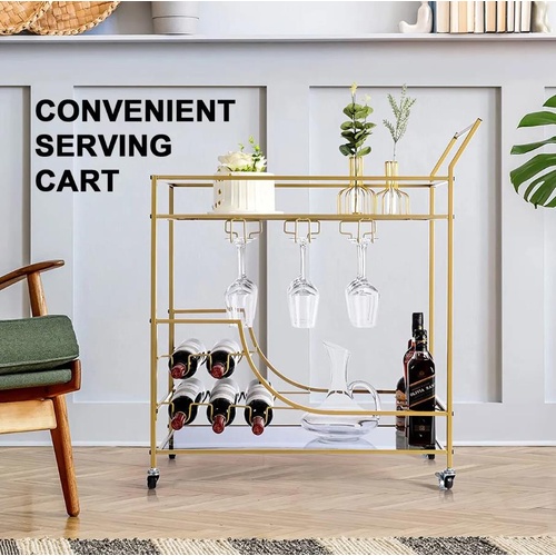 Gold Bar Cart Drinks Trolley Wine Coffee Tea