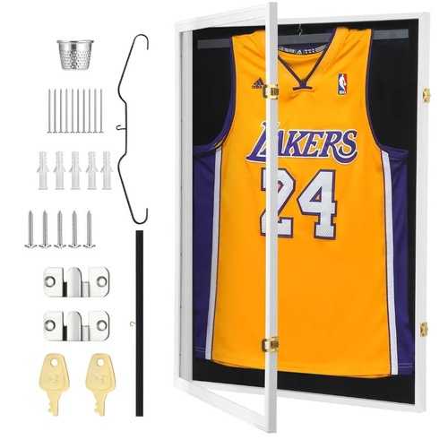 Jersey Display Case Frame Shadow Box Sports Memorabilia Wall Mounting Lockable