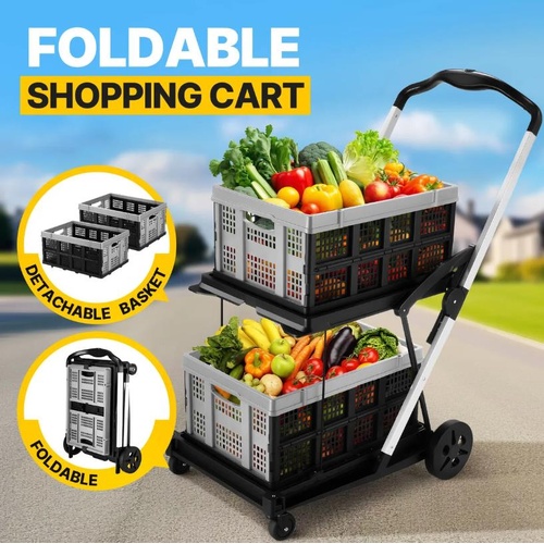 Maxkon Folding Shopping Trolley Hand Truck Dolly Luggage Cart Collapsible Basket