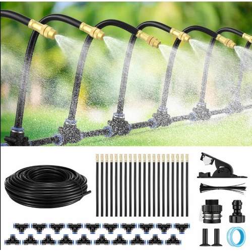 Drip Irrigation System Garden Watering Misting 360 Degree Adjustable 25m Tubing