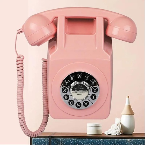 Corded Landline Phone for Home, Wall Mounted Retro Telephone, 1960s Old Fashion