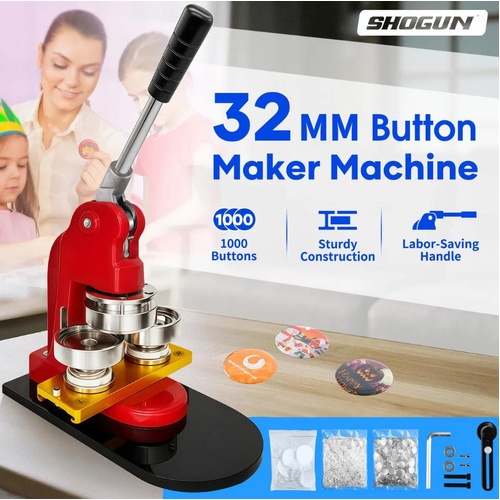 Shogun Button Maker Machine Pin Badge Press Punch 32mm 1000 Button Circle Cutter