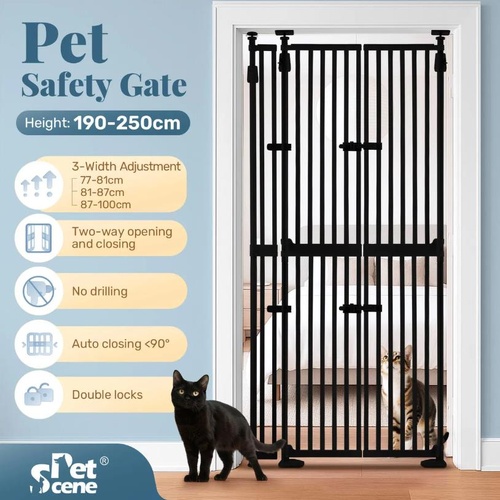 Retractable Safety Gate Pet Dog Cat Extra Tall Fence Enclosure Guard Security Ba