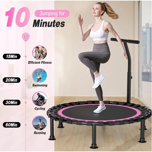 Genki 48 Inch Folding Kids Trampoline Pink Red Home Fitness Bouncer Indoor Gym