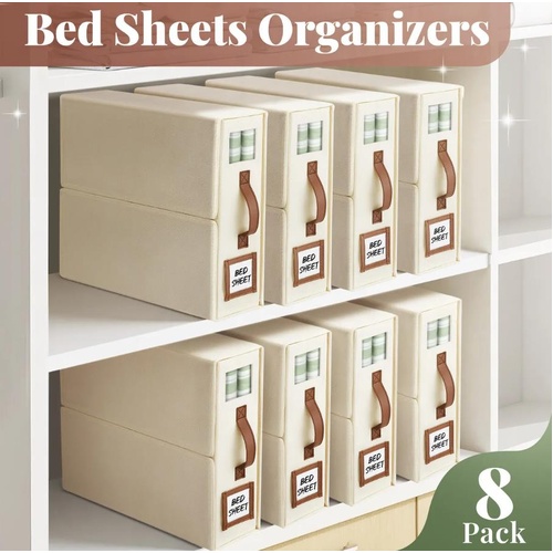 Maxkon Bed Sheet Organiser Set 8Pcs Bedding Blanket Fabric Duvet Cover Storage