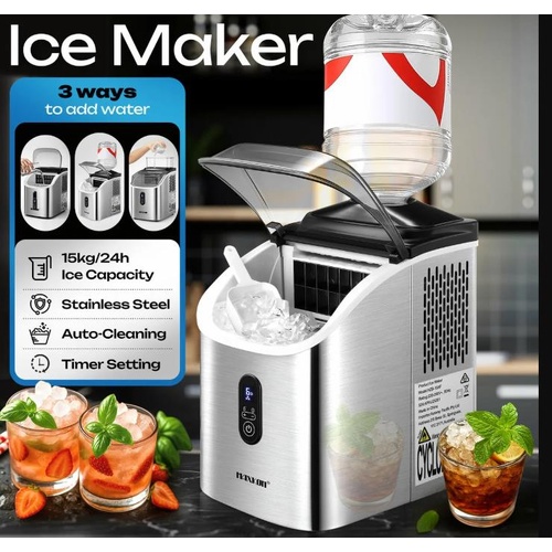 RETURNs Maxkon Countertop Ice Maker Machine Home Bar Square Cube Self Clean 15KG/Day