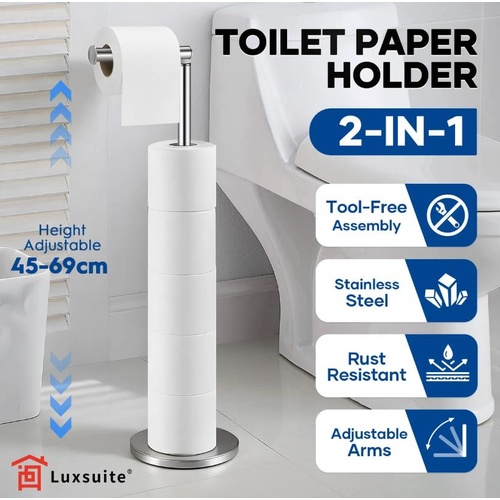 Luxsuite Toilet Paper Roll Holder Stainless Steel Bathroom Tissue Organiser 69cm