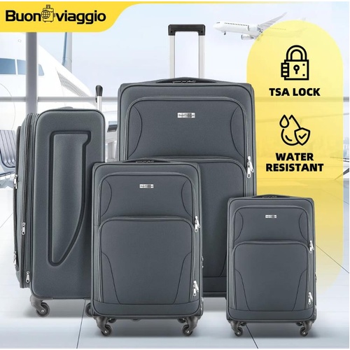 4 Piece Suitcases Luggage Set Carry On Softside Travel Case Checked Travelling B