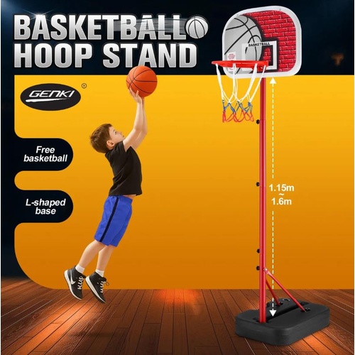 Portable Basketball Hoop Stand System 1.15-1.6m Adjustable Backboard Net Ring Ri