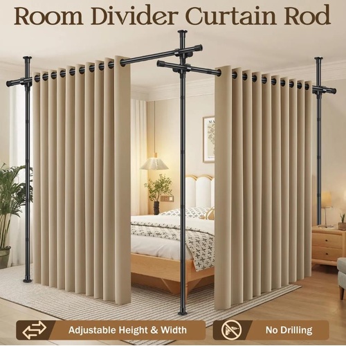 Luxsuite Room Divider Curtain Rod No Drilling Wall Space Partition Separator