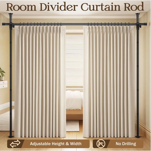 Luxsuite Room Divider Curtain Rod No Drilling Wall Space Partition Separation