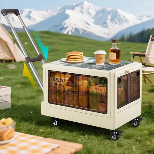 Maxkon Shopping Trolley Camping Cart Foldable Dolly Grocery Basket Crate Lid Box