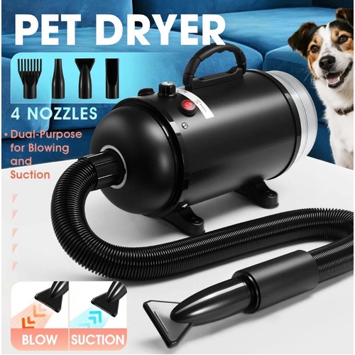 Dog Hair Dryer Vacuum Pet Cat Grooming Kit 4 Nozzles Hairdryer Blower Adjustable