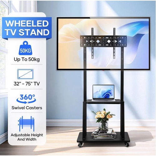 Mobile TV Stand Mount Bracket Floor Trolley 32-75 Inch LED LCD Screen Monitor