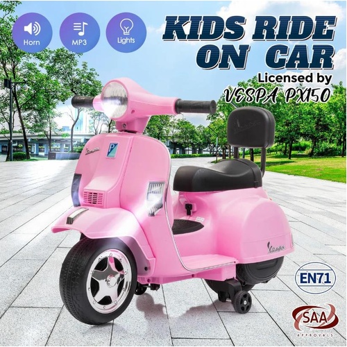 Kids Ride On Car Toy Vespa PX150 Licensed Battery Electric Motorcycle Motorbike