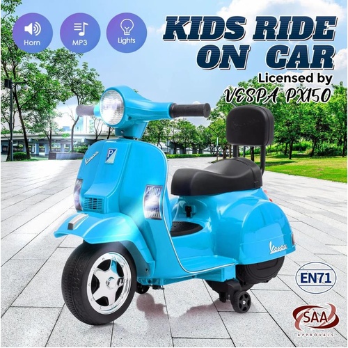 Kids Electric Motorbike Ride On Car Toy Off Road Vehicle Licensed VESPA MP3 LED