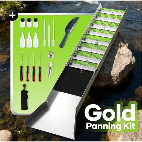 Shogun Gold Panning Kit Sluice Box Folding 50" Gold Mining Prospecting Equipment