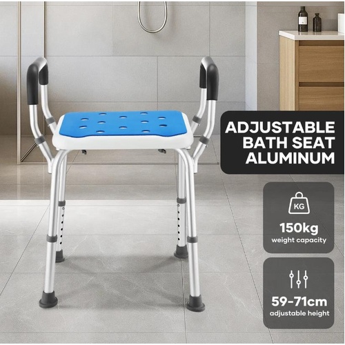 Maxkon Shower Chair Seat Bathtub Stool Adjustable Bathroom Elderly Aid Armrests