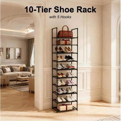 10 Tier Shoe Rack Cabinet Storage Shelf Organiser Wardrobe Tall Vertical Stand
