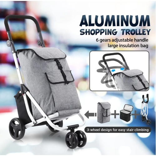 Shopping Cart Trolley Insulation Bag Dolly Aluminium Waterproof Wheeled Storage