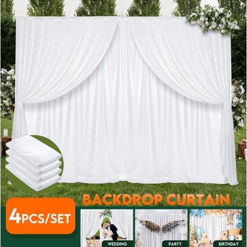 White Backdrop Curtains Ice Silk Drapes Party Wedding Birth Decorations 6x3m 4pc