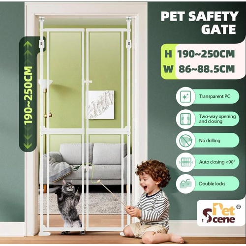 Retractable Safety Gate Pet Dog Cat Extra Tall Clear Fence Enclosure Barrier